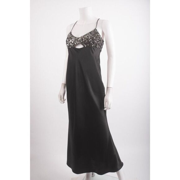 Zara Festive Day Womens Slip Dress Black Sequined Size M Midi 8741/269 NWT - Picture 4 of 6